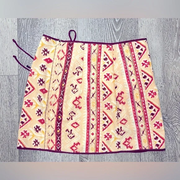 Free People Boho Faux Wrap Mini Skirt Size 0 - Picture 2 of 3